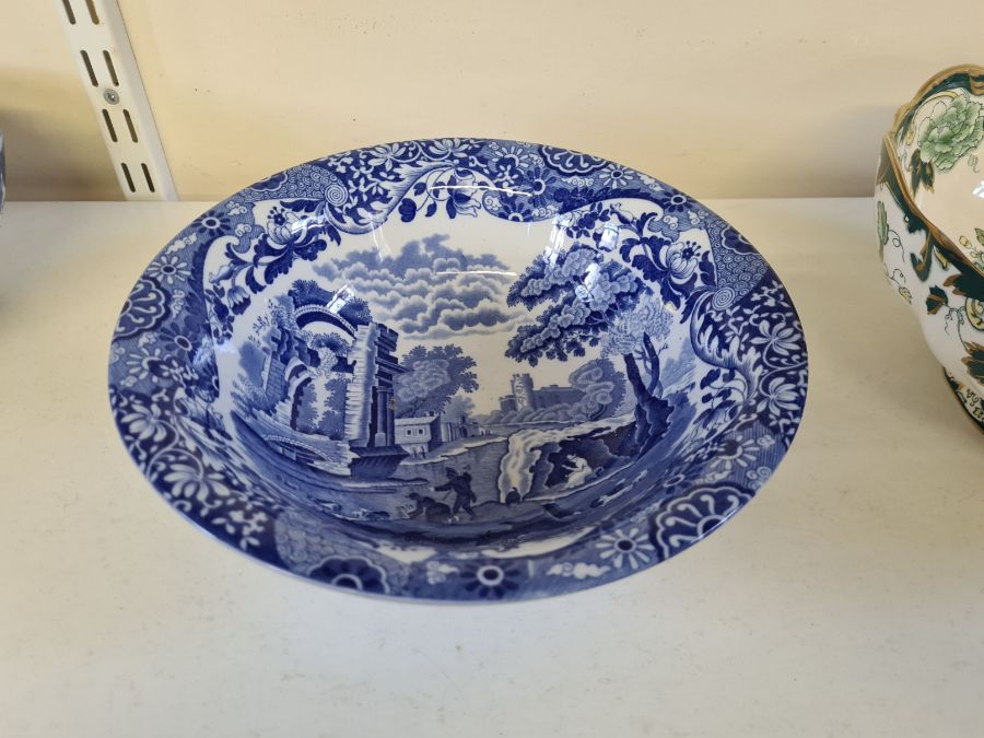 Large 26cm Masons Chartreuse bowl, Spode Italia bowl and an oriental blue/white bowl. - Image 4 of 6
