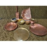 Victorian and Edwardian crumb scoops and other copper and brassware 3kg