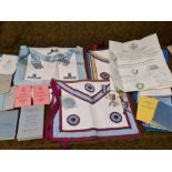 Masonic regalia aprons, badges, books, etc