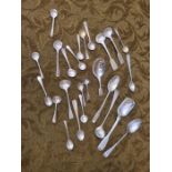 Silver tea and condiments spoons, Georgian and later