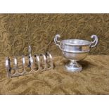 Adie Bros silver toast rack and I.S. Greenborg trohpy cup