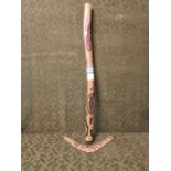 Handpainted Aboriginal didgeridoo and handmade boomerang