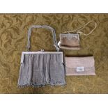 Chainmail evening bag and 2 coin purses