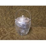Joseph Rodgers silver rim and top biscuit barrel