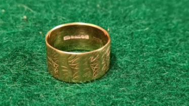 9ct gold broad band ring