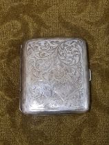 Engraved silver pocket cigarette case