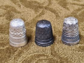 3 Victorian silver thimbles