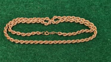 9ct gold hollow rope chain