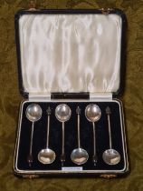 Cased set of coffee bean spoons