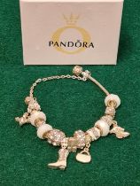Silver Pandora bracelet with 17 charms