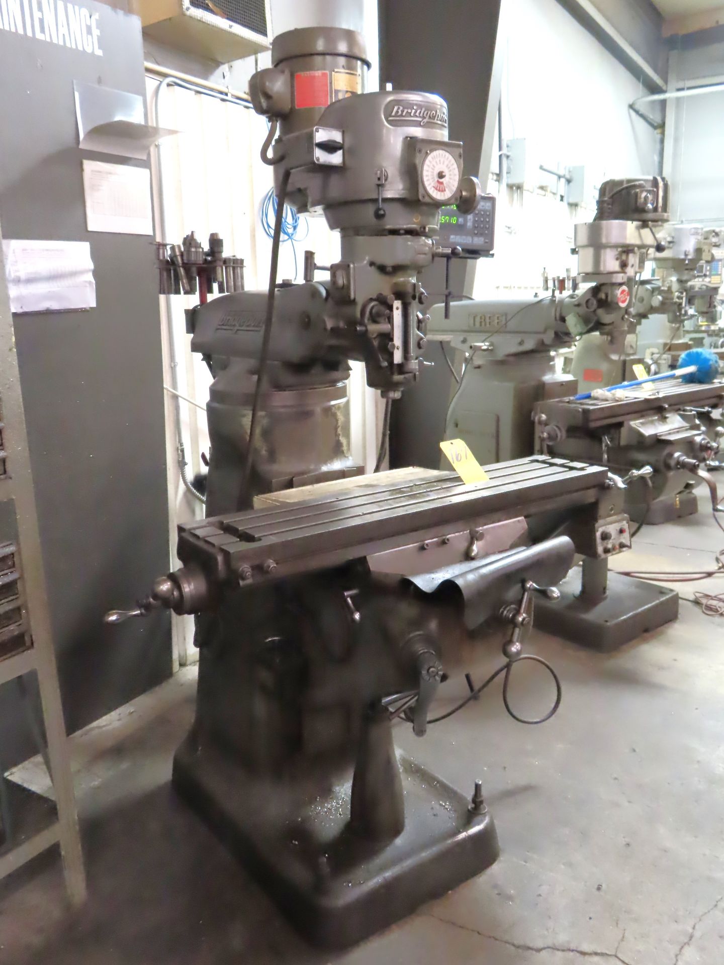 BRIDGEPORT VERT. MILL, 1.5 HP, S/N 179481, V.S., MITUTOYO 2-AXIS DRO, 9" X 42" TABLE, ONE SHOT LUBE - Image 2 of 2
