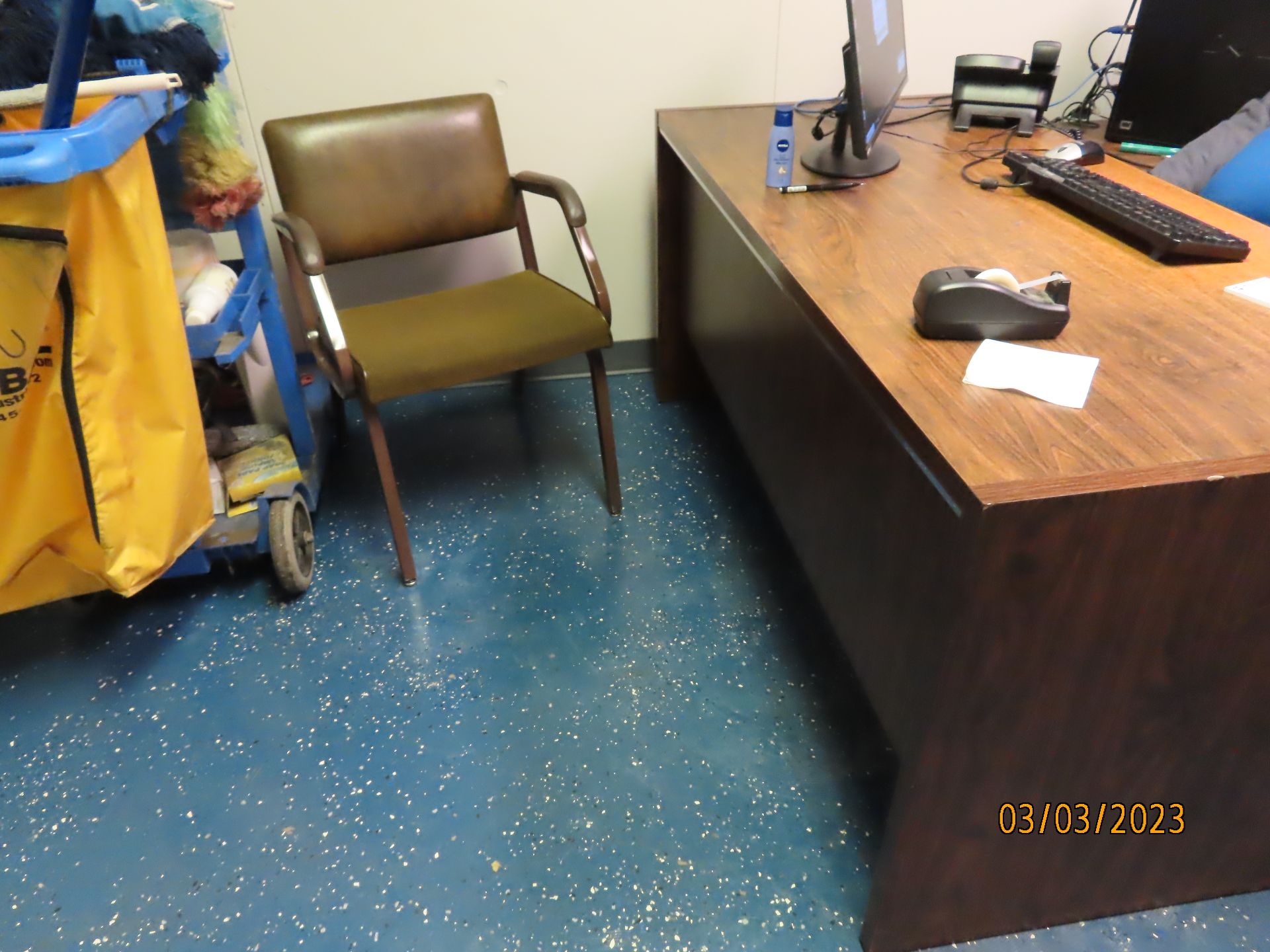 CONTENTS OF OFFICE & RECEPTION AREA - (2) DESKS, FIRE PROOF FILE CABINET - Image 2 of 3