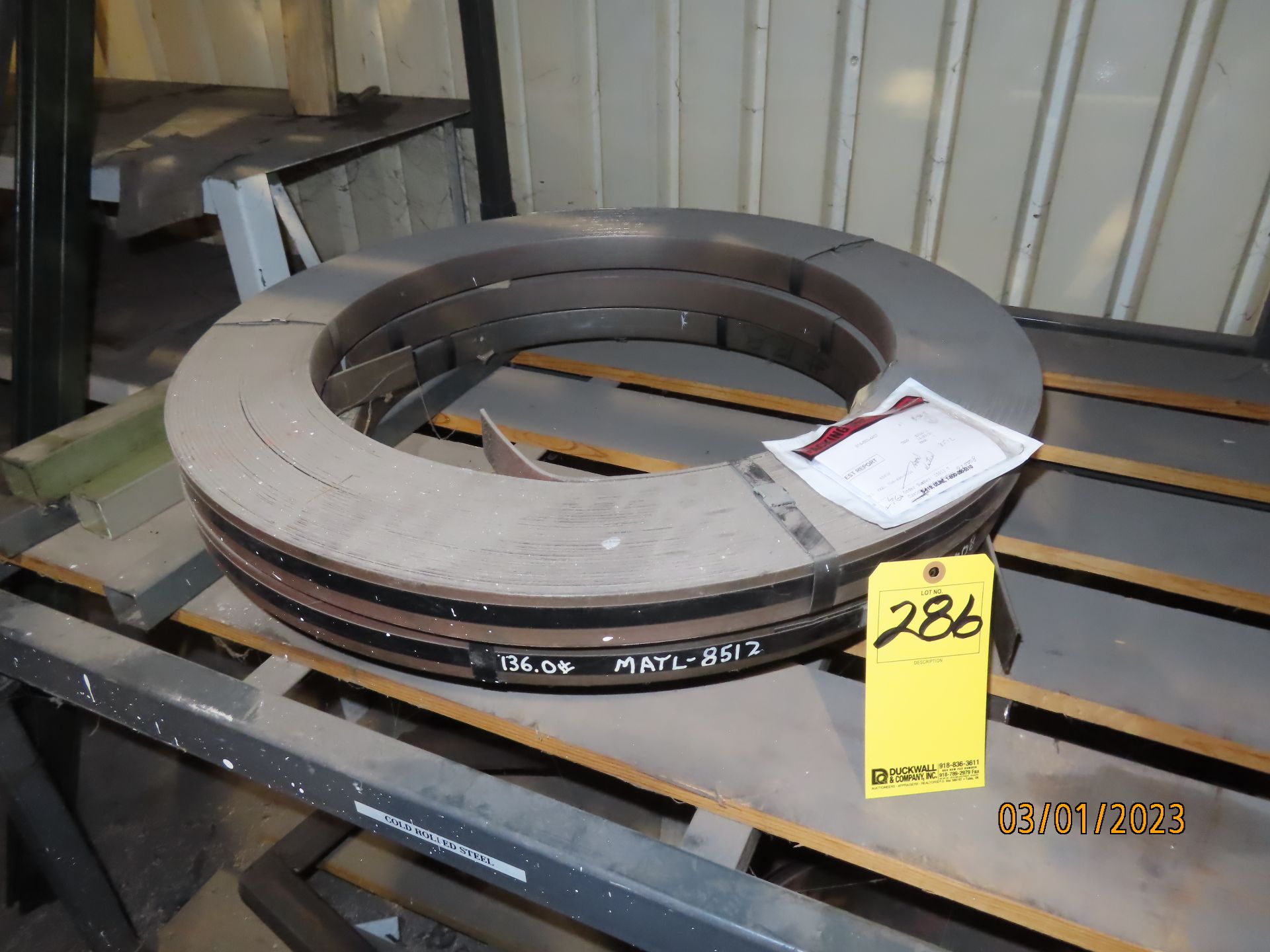 LOT MISC. STEEL COILS INCLUDING (2) 1-1/2" X .1250 CR ANNEALED SPRING STEEL; (6) PARTIAL MISC. COILS - Image 4 of 10