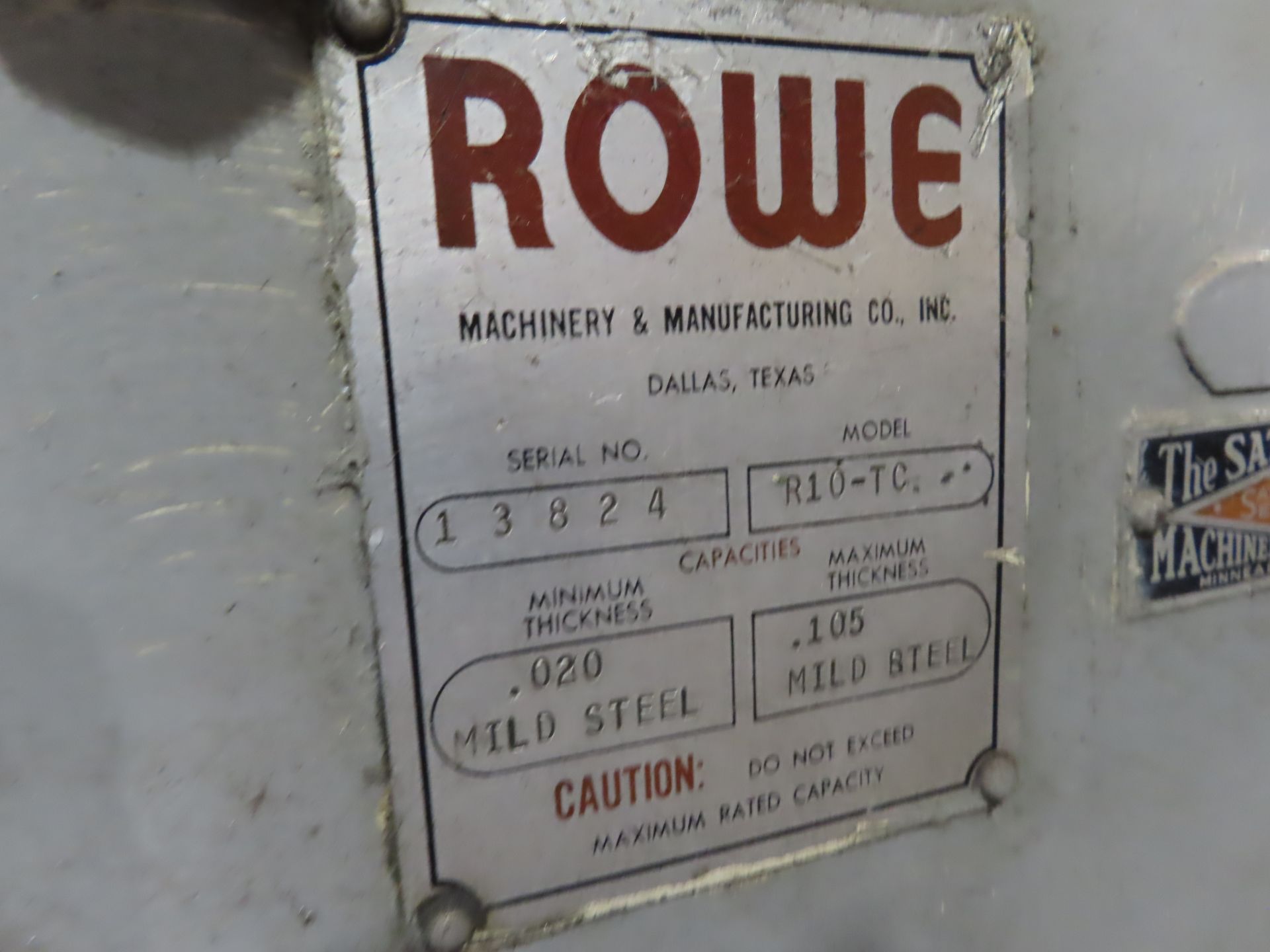 ROWE 10" STOCK FEEDER, M# R10-TC, S/N 13824 - Image 2 of 3