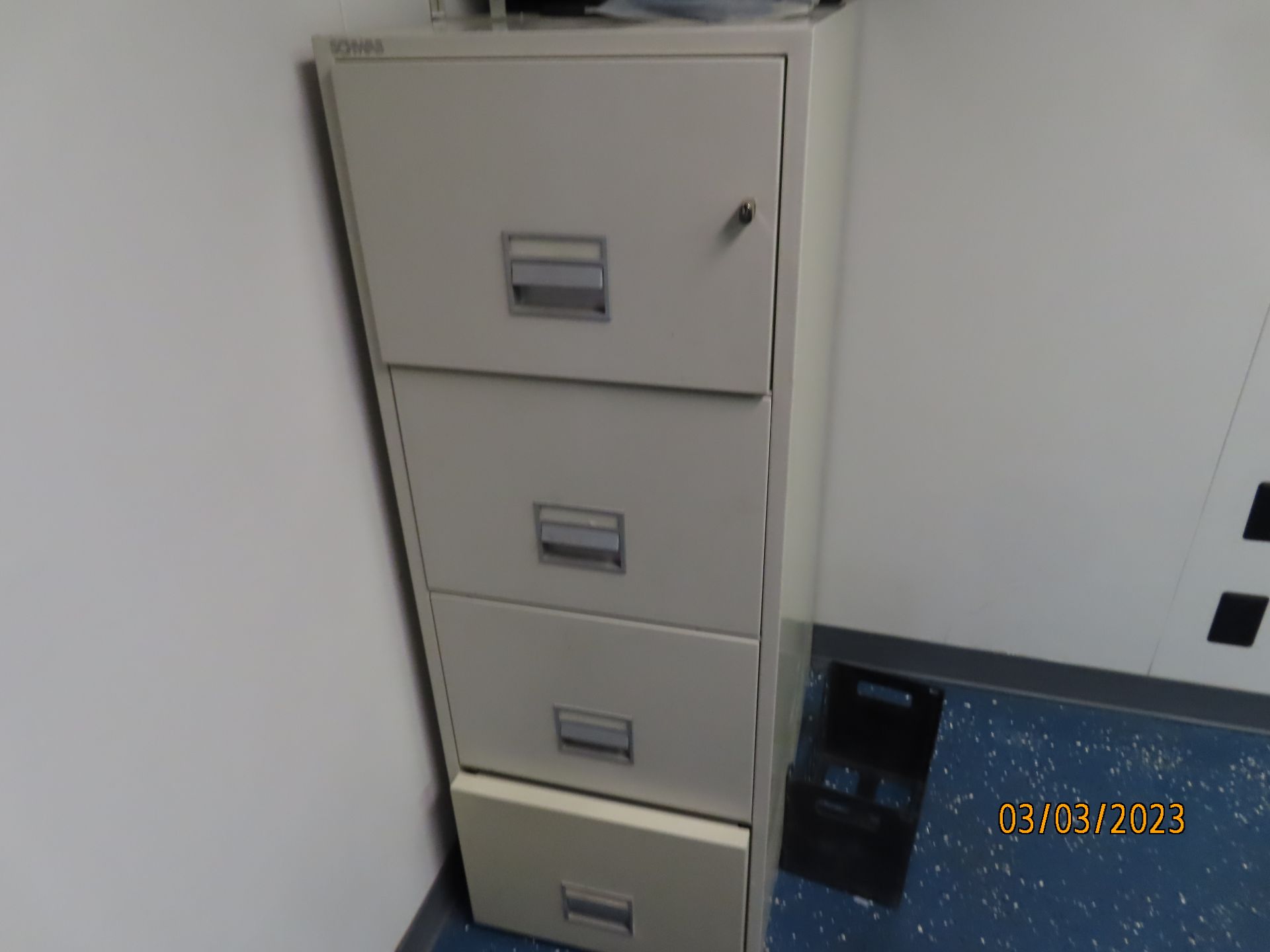 CONTENTS OF OFFICE & RECEPTION AREA - (2) DESKS, FIRE PROOF FILE CABINET - Image 3 of 3