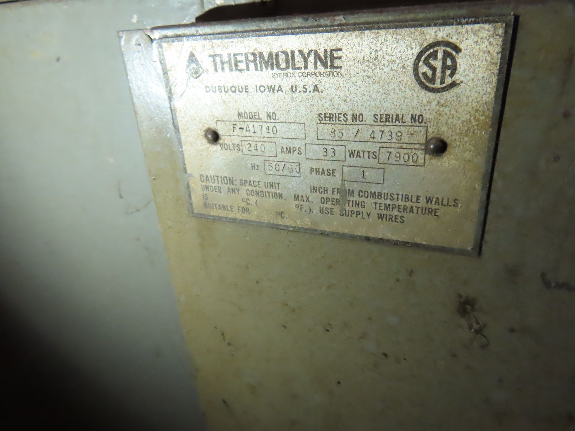 THERMOLYNE DOUBLE HEAT TREAT OVEN, M# CPS-4032, ELEC., TOP OVEN IS 9" X 12" X 12", LOWER OVEN IS 8" - Image 4 of 4