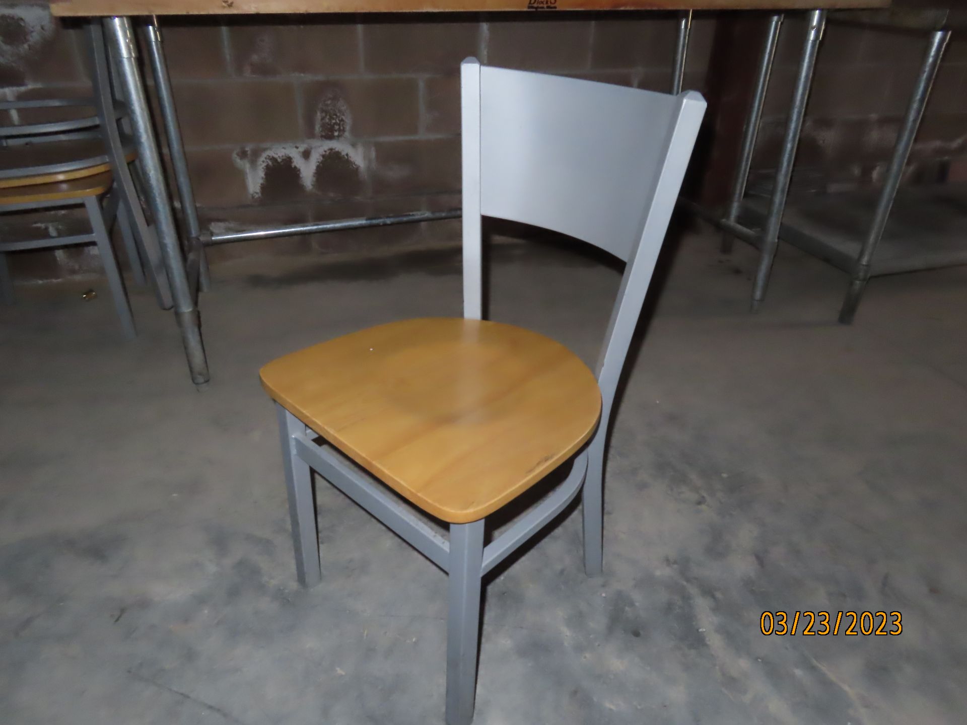 ALUM. FRAME WOOD SEAT DINING CHAIRS