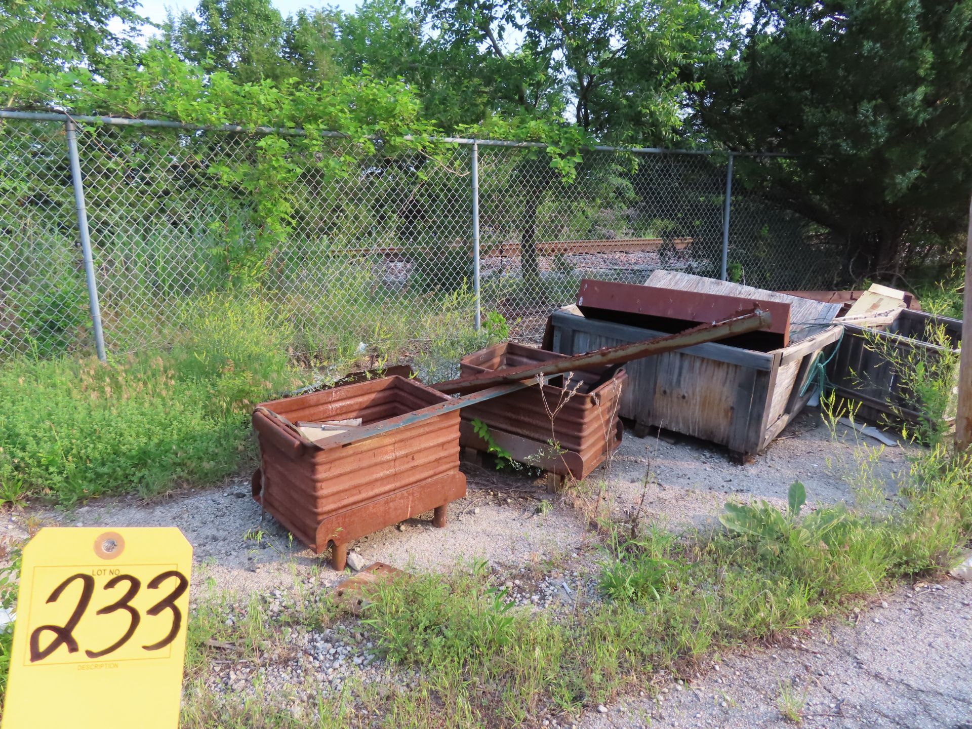 LOT MISC. TUBS & CRATES ALONG FENCE LINEBLDG: 1 - LOT MISC. TUBS & CRATES ALONG FENCE LINE