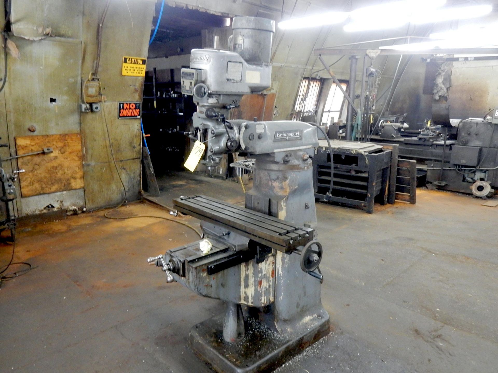 BRIDGEPORT VERT. MILL, 1.5 HP, S/N 186347, V.S., 9" X 42" TABLE, COLLETSBLDG: 1 - BRIDGEPORT VERT. M