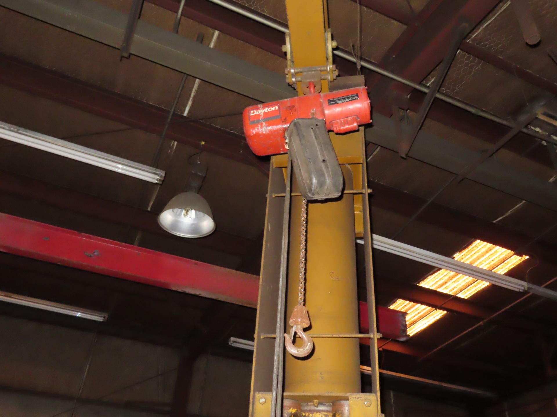 GAFFEY 1 TON X APPROX. 18' X 12' FLOOR MOUNT JIB CRANE, S/N 1263-2, DAYTON 1/2 TON ELEC. CHAIN HOIST - Image 2 of 2