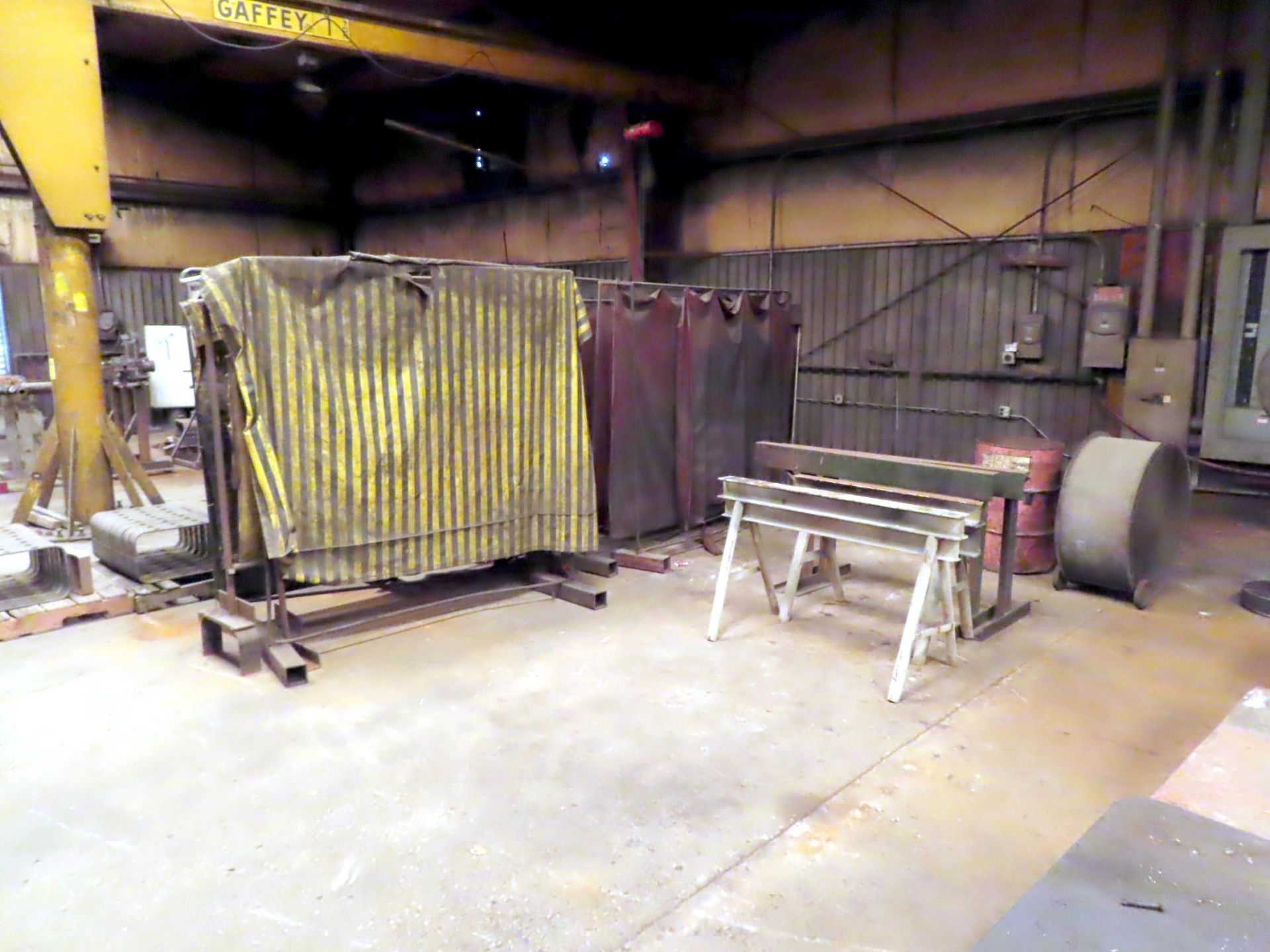 LOT MISC.- (5) SMALL WELDING TABLES, FLOOR & PEDESTAL FANS, SAW HORSES & WELD CURTAINSBLDG: 2 - LOT - Image 2 of 2