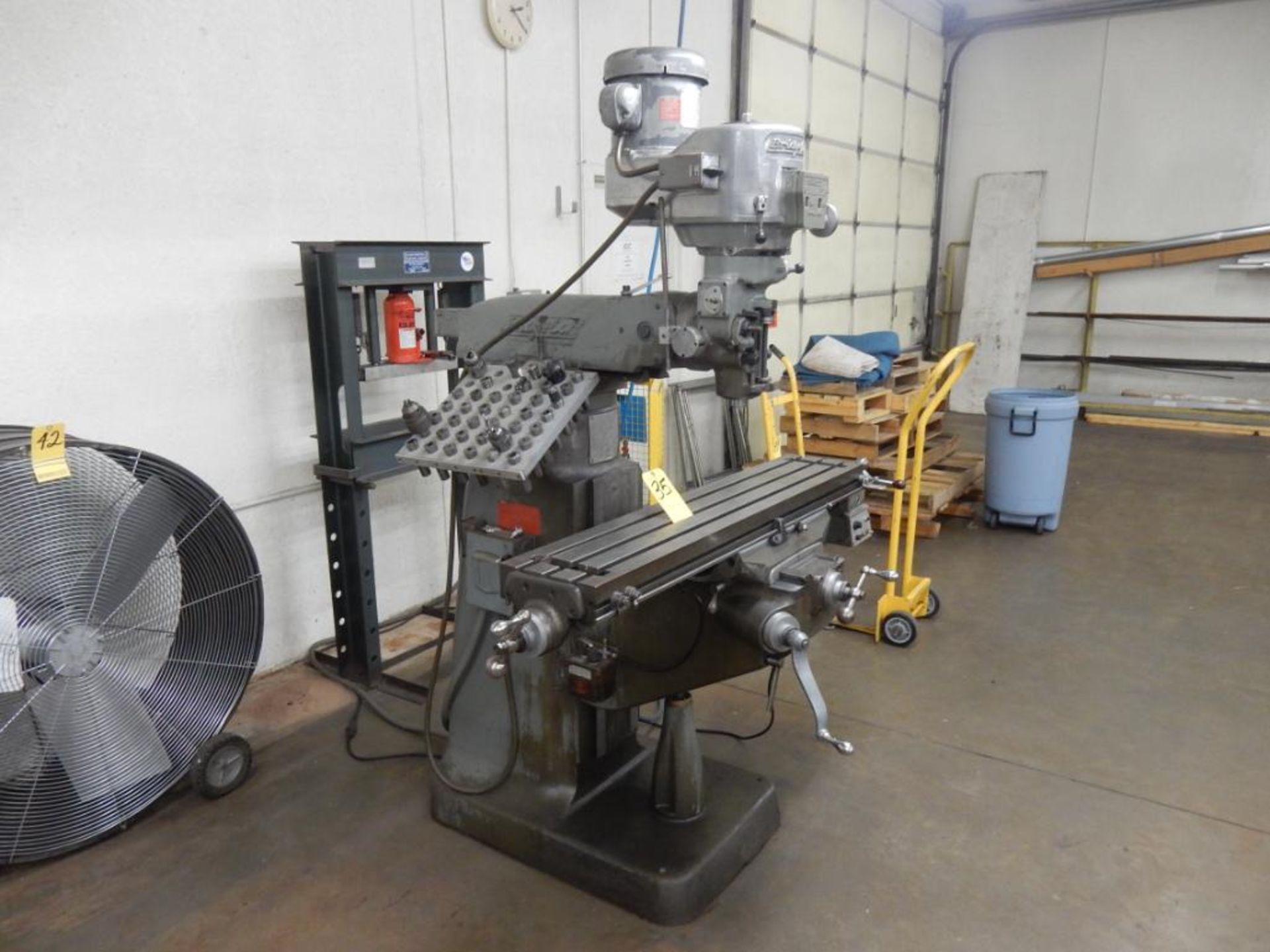 BRIDGEPORT SERIES 1-2HP VERT. MILL, S/N 214441, V.S., 9" X 48" TABLE, POWER FEED, COLLETS, CHUCKS, A - Image 2 of 3