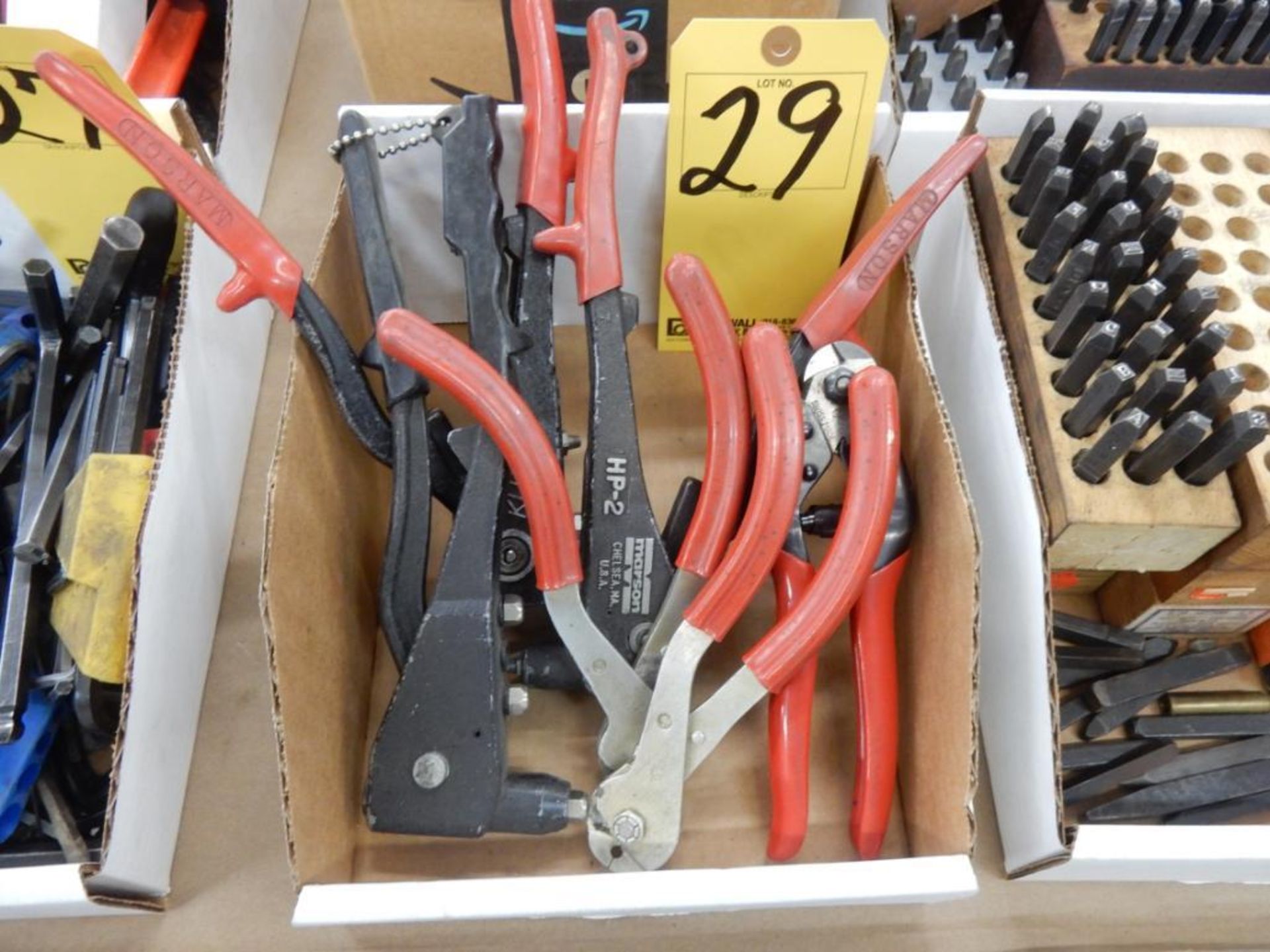 LOT MISC. WIRE CUTTERS & RIVET TOOLS