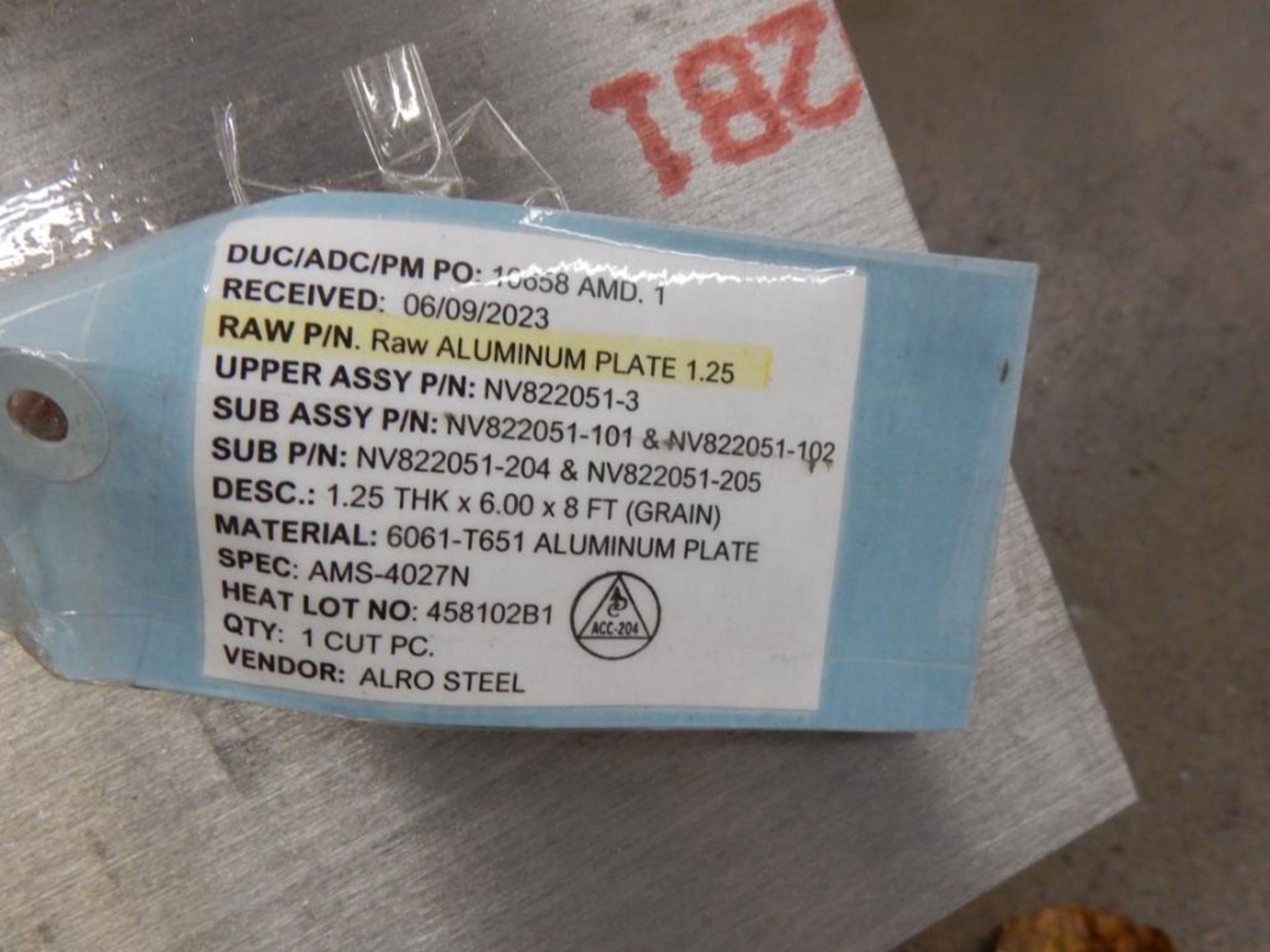 LOT MISC. ALUM. STOCK - (28) ALUM. PLATES GRADE 7475-T7351, 3" X 17" X 10", (1) 2024-T851 ALUM. PLAT - Image 7 of 7