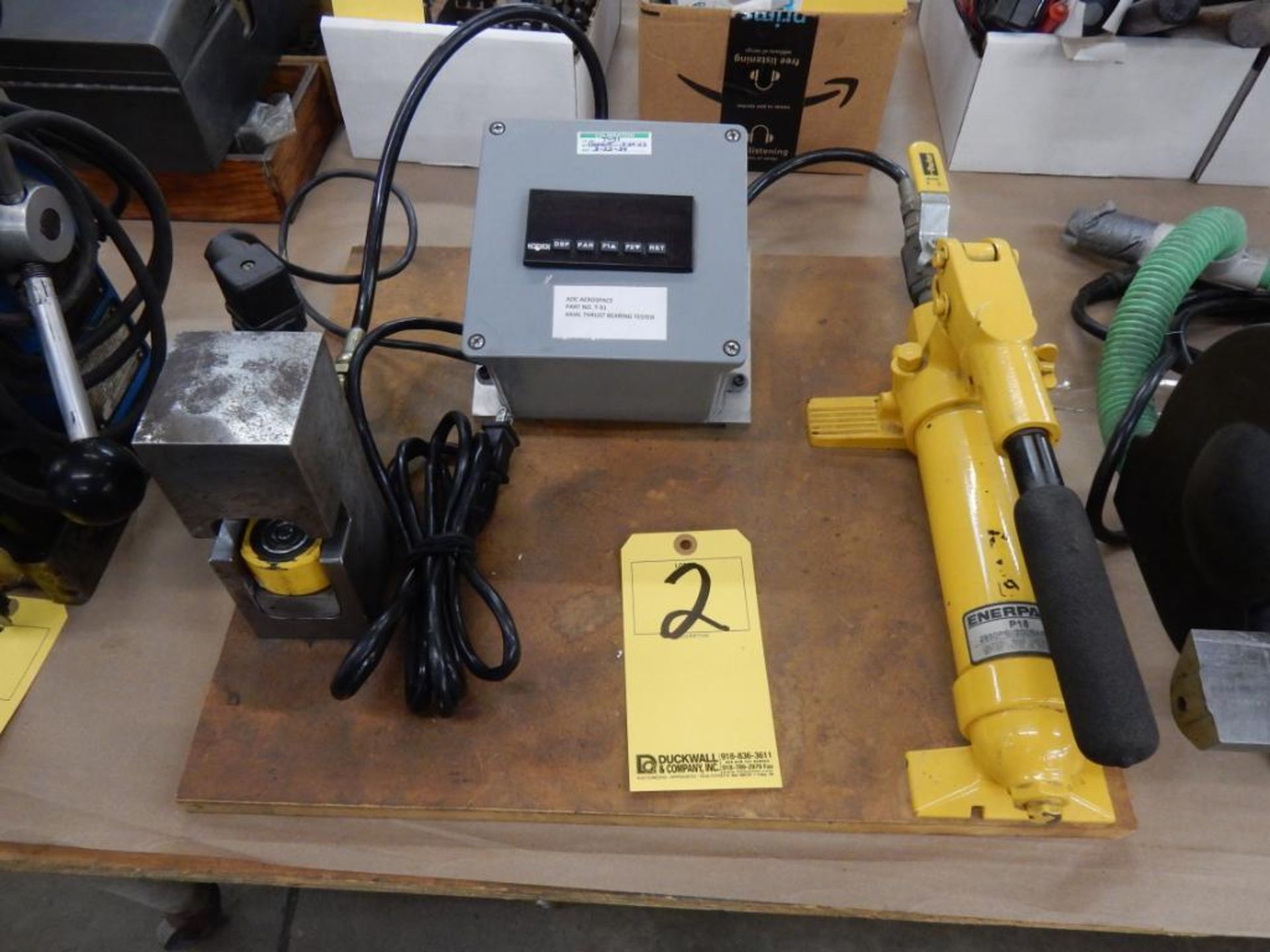 CUSTOM BUILT AXIAL THRUST BEARING TESTER W/ENERPAC PUMP & JACK