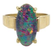 Gold oval opal triplet ring