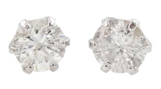 Pair of 18ct white gold round brilliant cut diamond stud earrings