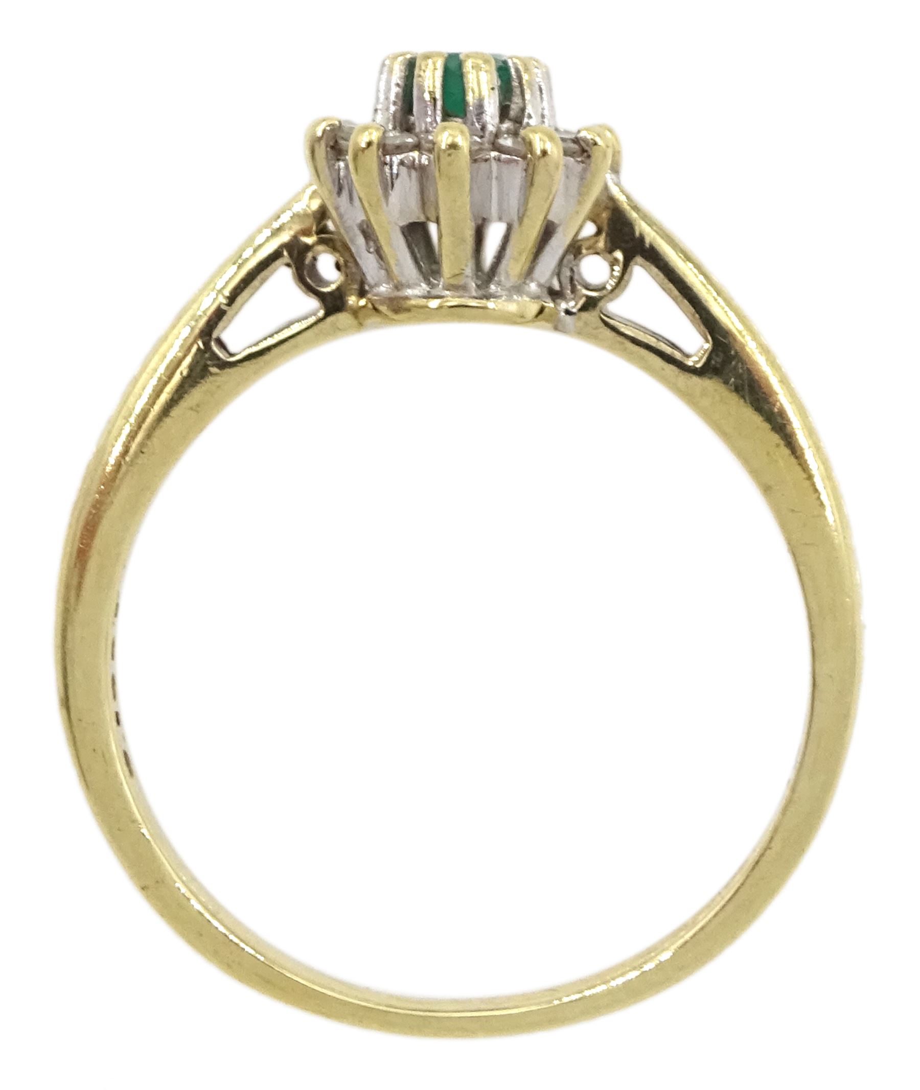 9ct gold oval emerald and round brilliant cut diamond cluster ring - Image 4 of 4