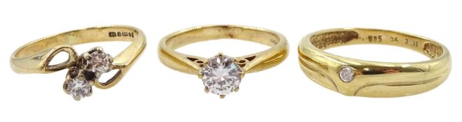 9ct gold two stone diamond crossover ring