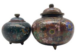 Two Japanese Meiji period Cloisonne jars and covers