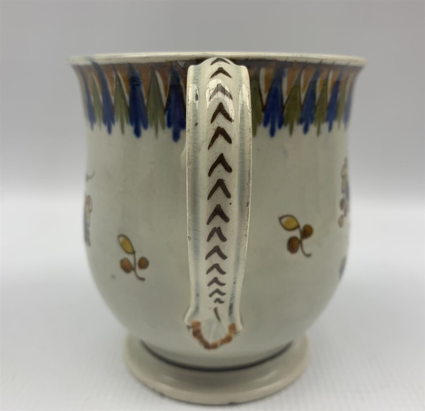 18th century and later porcelain comprising two handled creamware loving cup with floral decoration - Image 3 of 7