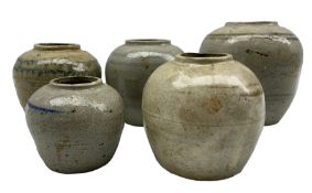 Five Chinese provincial ginger jars