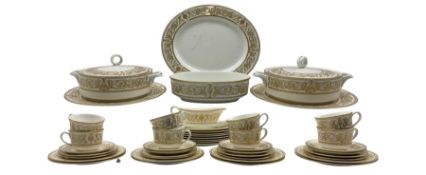 Royal Worcester 'Hyde Park' pattern gilt decorated part dinner