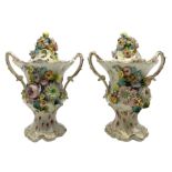 Pair of 19th century Coalbrookdale type pot pourri vases and covers