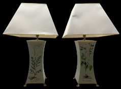 Pair of contemporary square form table lamps