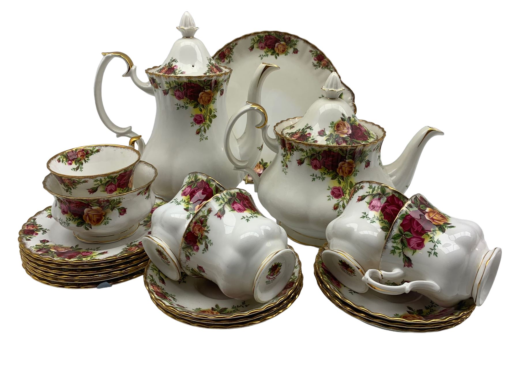 Royal Albert Old Country Roses part tea and coffee set comprising teapot