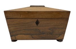 Regency rosewood sarcophagus shape tea caddy