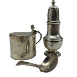 Georgian silver circular mustard pot engraved with a crest