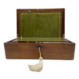 19th century mahogany table writing box with green leather interior