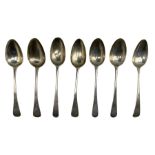 Three George III silver dessert spoons London 1802