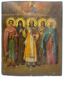 Russian Orthodox School (19th/20th century): Jesus above Five Saints