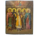 Russian Orthodox School (19th/20th century): Jesus above Five Saints