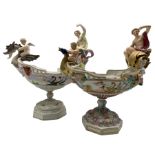 19th century Milan San Cristoforo navette shape centrepiece in the form of a cherub on a dragon acco