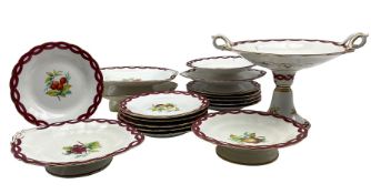 Victorian dessert service comprising six comports of square and round form