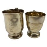 George III silver baluster mug with loop handle H10cm London 1812 and another of ribbed tapering des