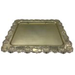 Plated rectangular tray with embossed and pierced border 54cm x 41cm